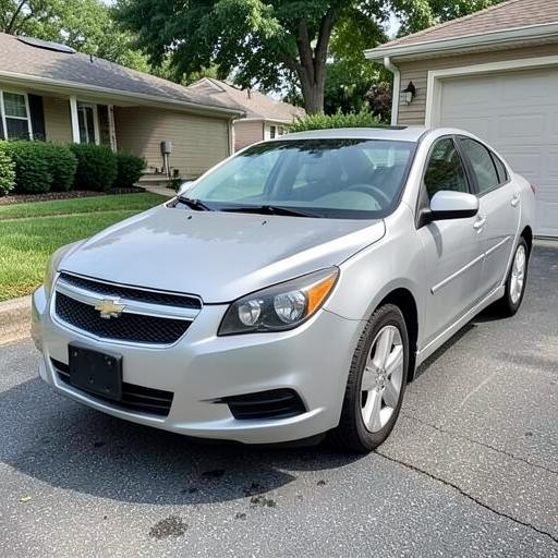 Silver 2010 Chevrolet Malibu parked in a driveway